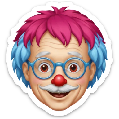 grandpa clown with eyeglasses sticker