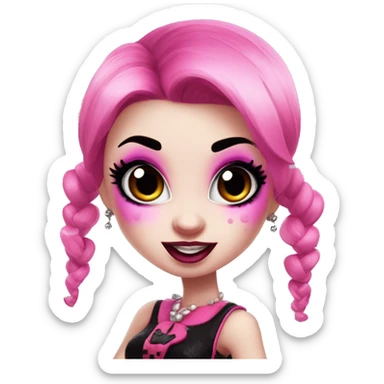draculaura with pink skin and black and pink pigtails from monster high blowing a kiss,  sticker
