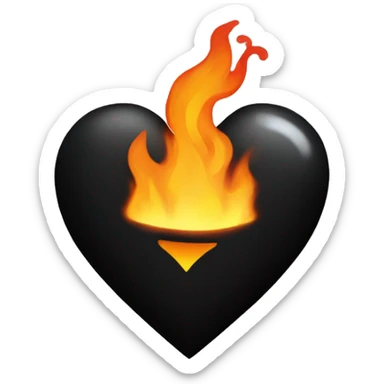 black heart on fire sticker