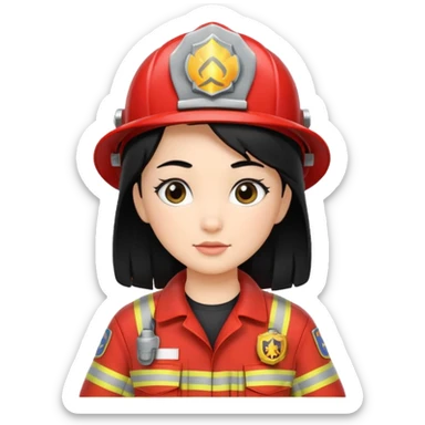 girl fireman with black hair sticker