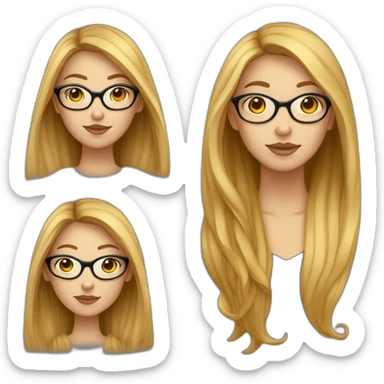 une fille avec de long cheveux noir lisse, la peau blanche ,et avec des lunette (en forme de carrer un peu déformé) assez grosse comparer a ça tête , portant un pull noir sticker