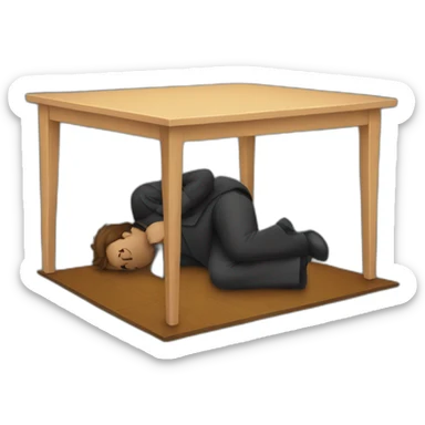the man hid under the table sticker