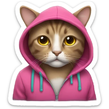 Cat wearing hoodie sticker