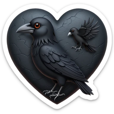 goth themed heart with a crow sticker