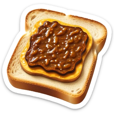 Cinematic Realistic Vegemite on Toast Dish Emoji, depicted with a generous spread of savory Vegemite on perfectly toasted bread, rendered with vibrant textures and warm lighting that captures its uniquely Australian flavor. sticker