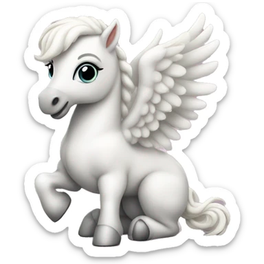 White crème Baby Pegasus sitting  sticker