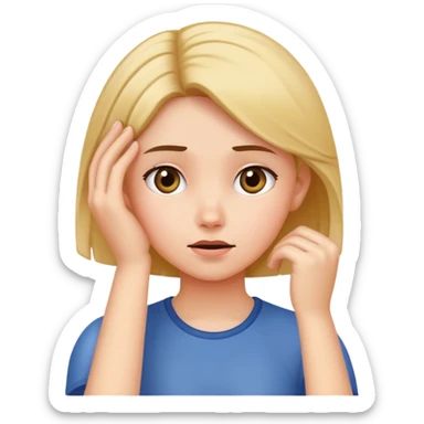a girl scratching her head with her hand sticker
