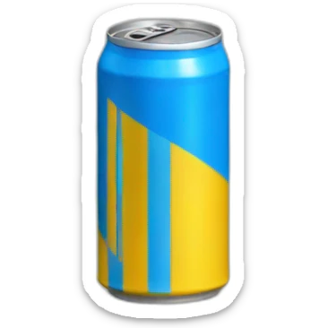 Yellow soda can with blue stripe sticker