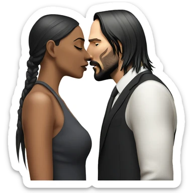 Blonde john wick kisses short Indian girlfriend  sticker