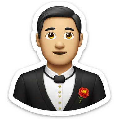 asian man with chinese wear black tuxedo  sticker