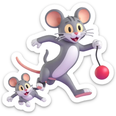 Tom cat chasing Jerry mouse sticker