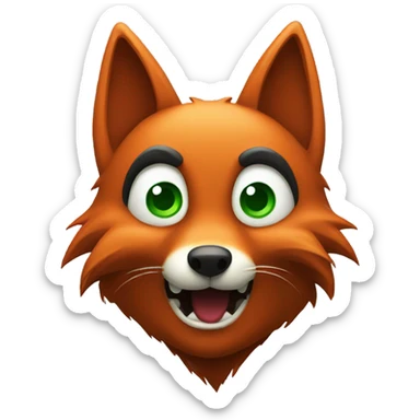 Scared green and red fox sticker