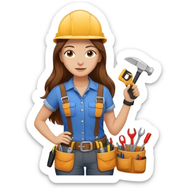 beautiful girl with long brown hair constructing new lounge room sticker
