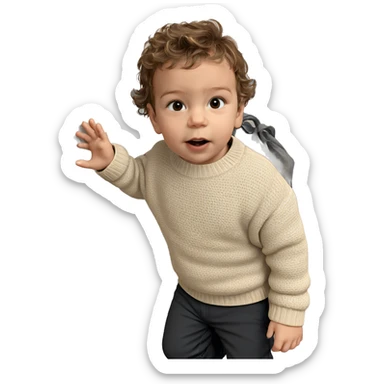 child with bag and sweater sticker