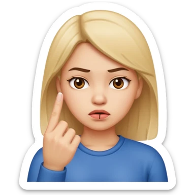 Annoyed girl with middle finger sticker