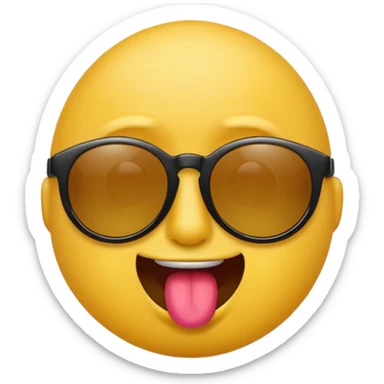 arrogant emoji wearing dark sunglasses sticking its tongue out sticker