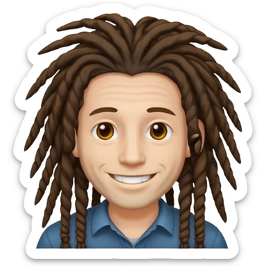 Man with dreadlock smiling white sticker