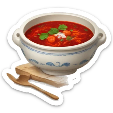 borscht in ukrainian ceramic bowl sticker