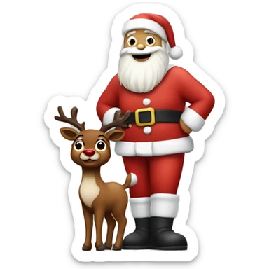 Santa with Rudolph sticker