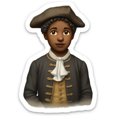 18th century peasant boy photorealistic serious sticker