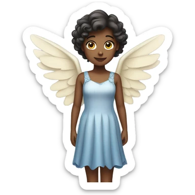 Girl wearing a pretty dress with wings sticker