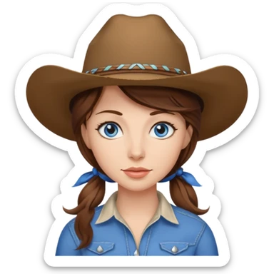 Cowgirl brown hair, estroil blue sticker