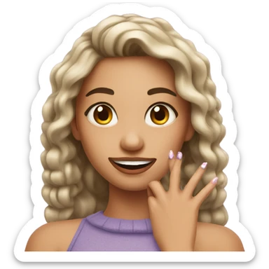 Beautiful girl with a funny nail sticker