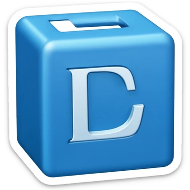 The letters L and R in a blue box 2D sticker