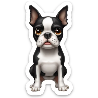 Boston terrier with one ear up and one ear down sticker