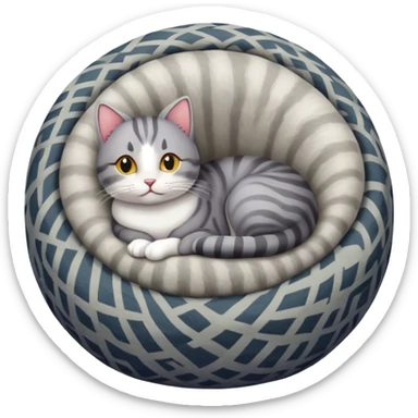 the cat sleeps on the rug curled up in a ball sticker