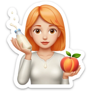 milk dripping directly off palm of hand with 5 fingers and open peach sticker
