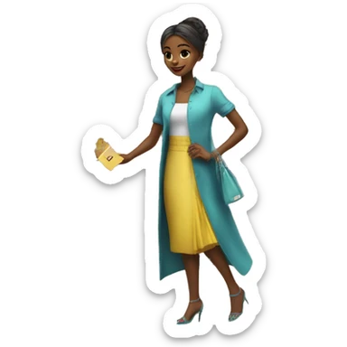 A fancy girl swiping the card at a clothes shop sticker