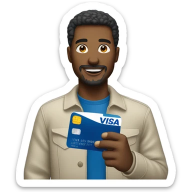 man using visa debit card  sticker