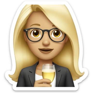 Blond girl wearing glasses drinking champagne  sticker
