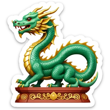 A dragon statue in the style of ancient China made of jade sticker
