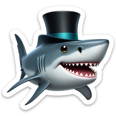 Shark with a top hat sticker