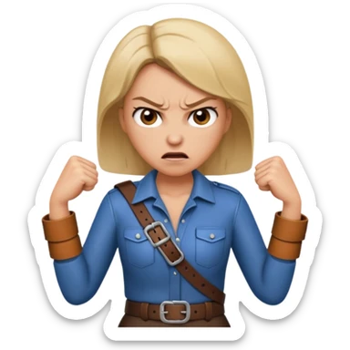 mom with a belt in her hands and an angry expression on her facd sticker