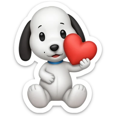 Snoopy holding heart  sticker