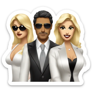 Tony Montana with 2 beautiful blondes sticker
