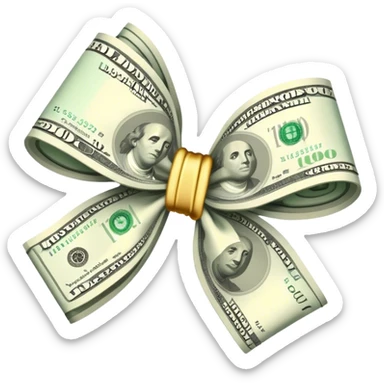Money rapped in a light pibk bow sticker