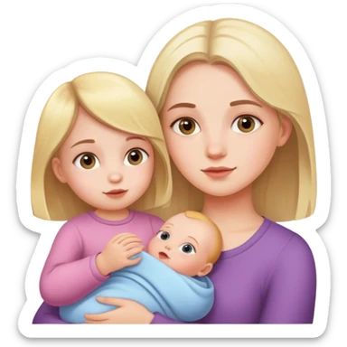 Girl with baby sister  sticker