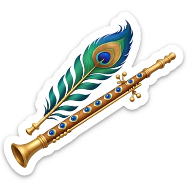 Krishna's flute with peacock feather  sticker