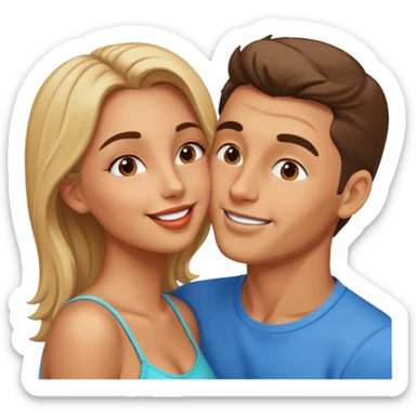 a good looking man and good looking woman are Kissing, outdoor sticker