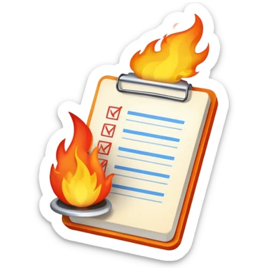 A To-do list on fire. Representing fast completion. sticker