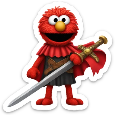 Elmo holding a sword with cape sticker