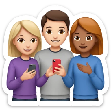 Three friends talking and looking each other, please keep 4th wall. sticker