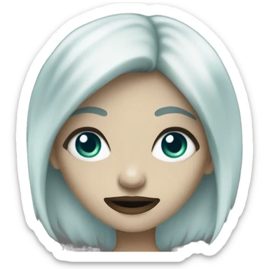 white and black streaks hair vampire girl greenish blue eyes  sticker