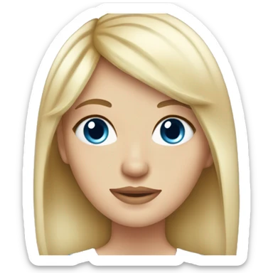 White girl with blonde hair with cut bangs with blue eyes sticker