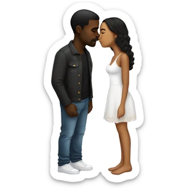 Black boyfriend and Spanish girlfriend kissing  sticker