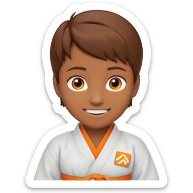 judoka cheveux brun avec ceinture orange sticker